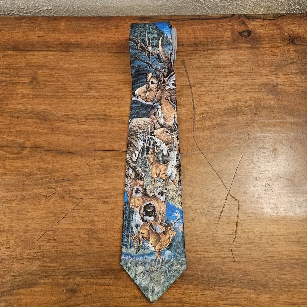 Vintage Original‎ Ralph Marlin Wildlife Deer Mens Necktie 1988 Made In USA
